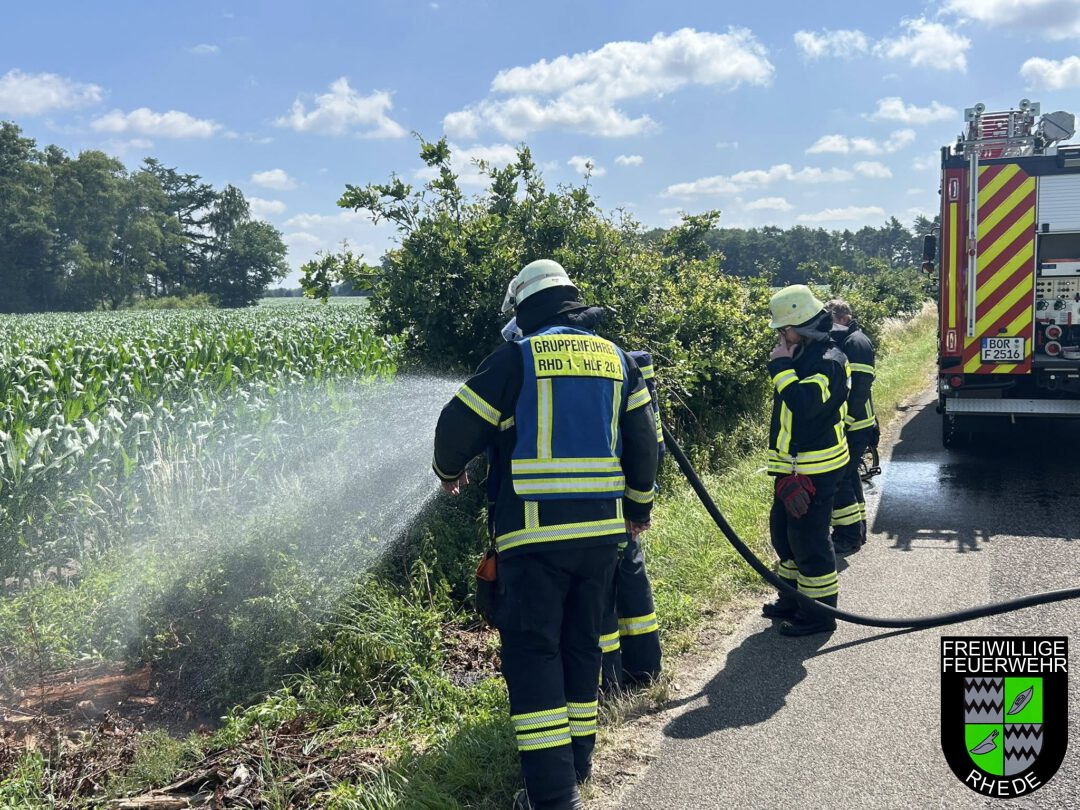 Feuer klein, brennt kleine Fläche am Straßenrand